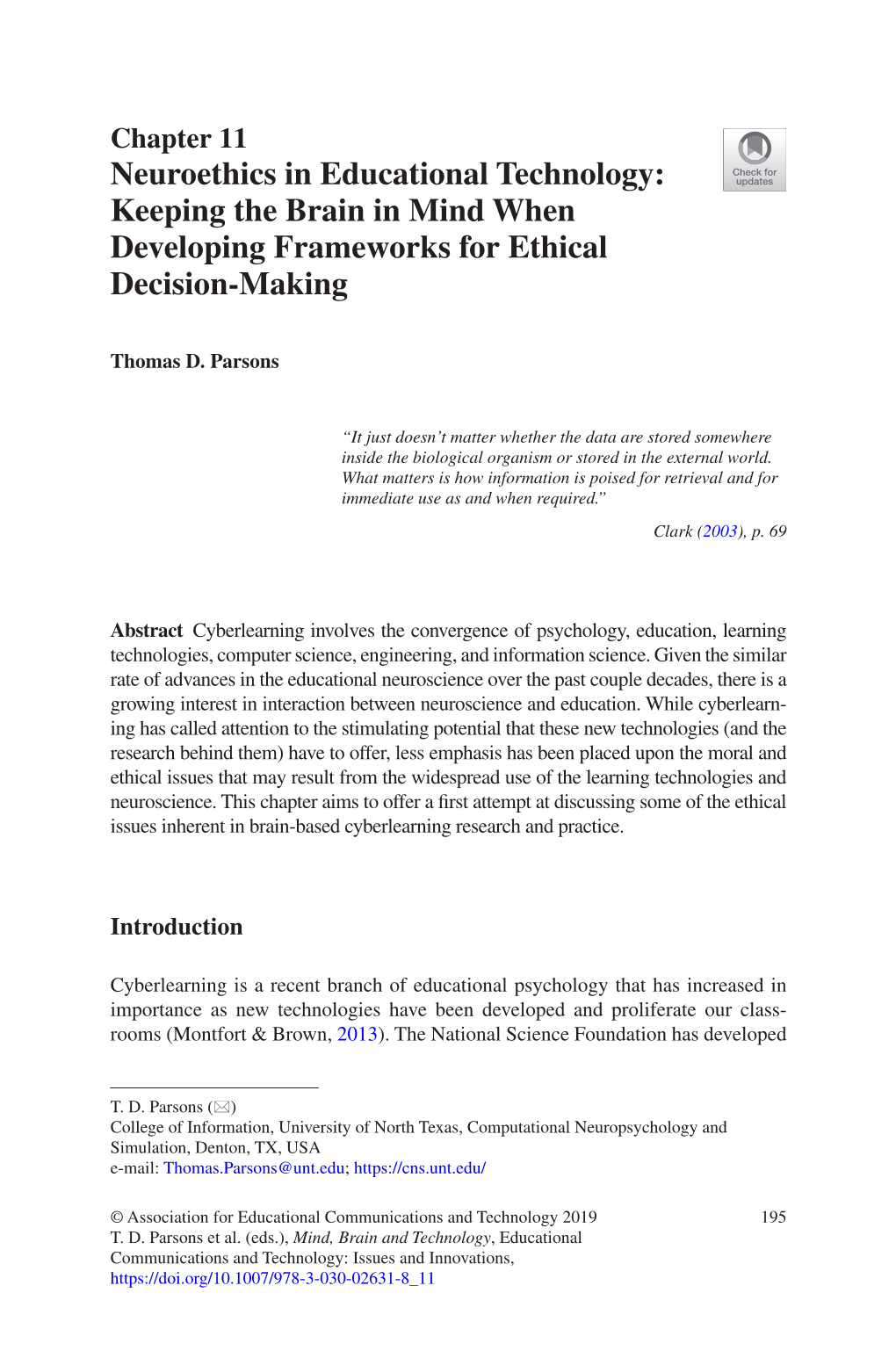 Neuroethics in Educational Technology: Keeping the Brain in Mind When Developing Frameworks for Ethical Decision-Making