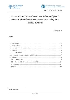 Assessment of Indian Ocean Narrow-Barred Spanish Mackerel (Scomberomorus Commerson) Using Data- Limited Methods
