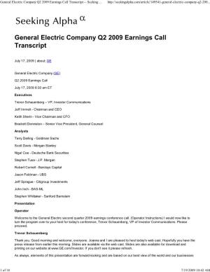 General Electric Company Q2