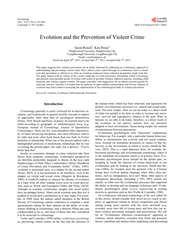 Evolution and the Prevention of Violent Crime