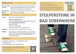 Stolpersteine in Bad Sobernheim“ Die Verlegung Der Ersten 13 Stolpersteine