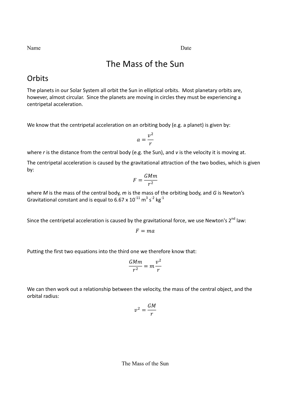 The Mass of the Sun