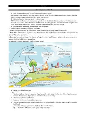 Ecosystem Learning Sheet Solution 4 1. Why Are Nutrient Cycles In