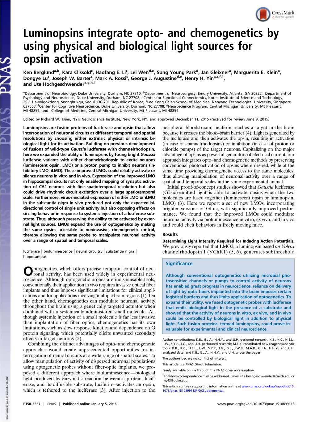 Luminopsins Integrate Opto- and Chemogenetics by Using Physical and Biological Light Sources for Opsin Activation