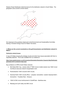 Western Power Distribution Holds the Licence for the Distribution Network in South Wales
