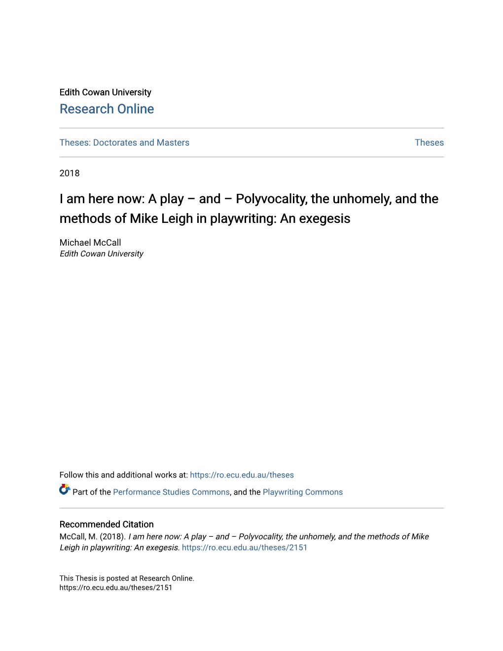 Polyvocality, the Unhomely, and the Methods of Mike Leigh in Playwriting: an Exegesis