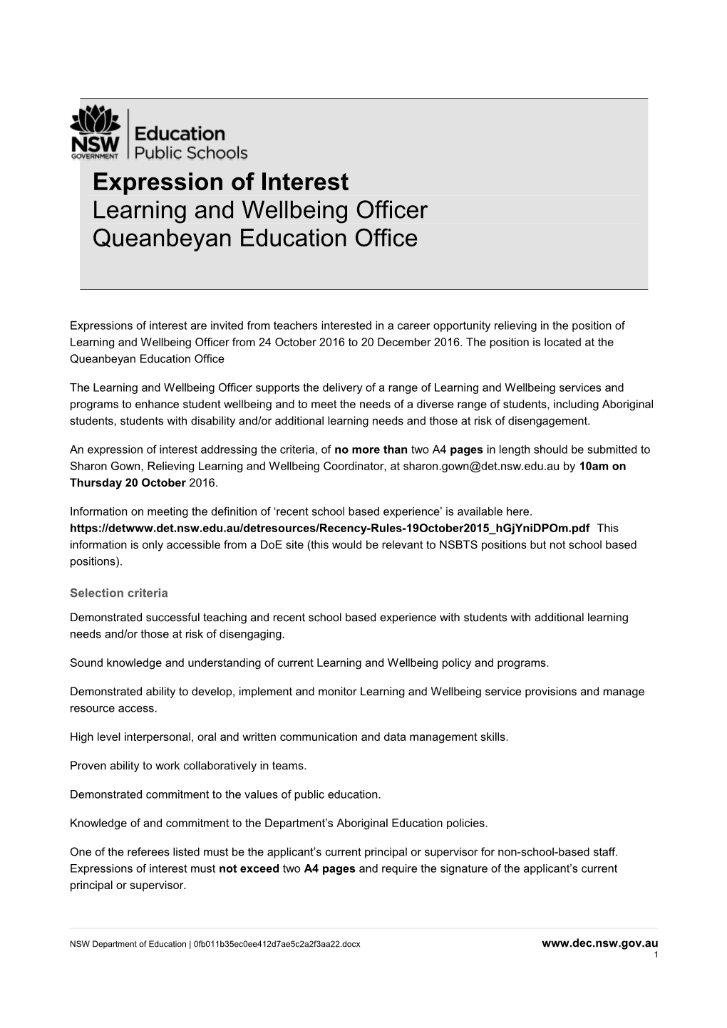 Expression of Interest s14