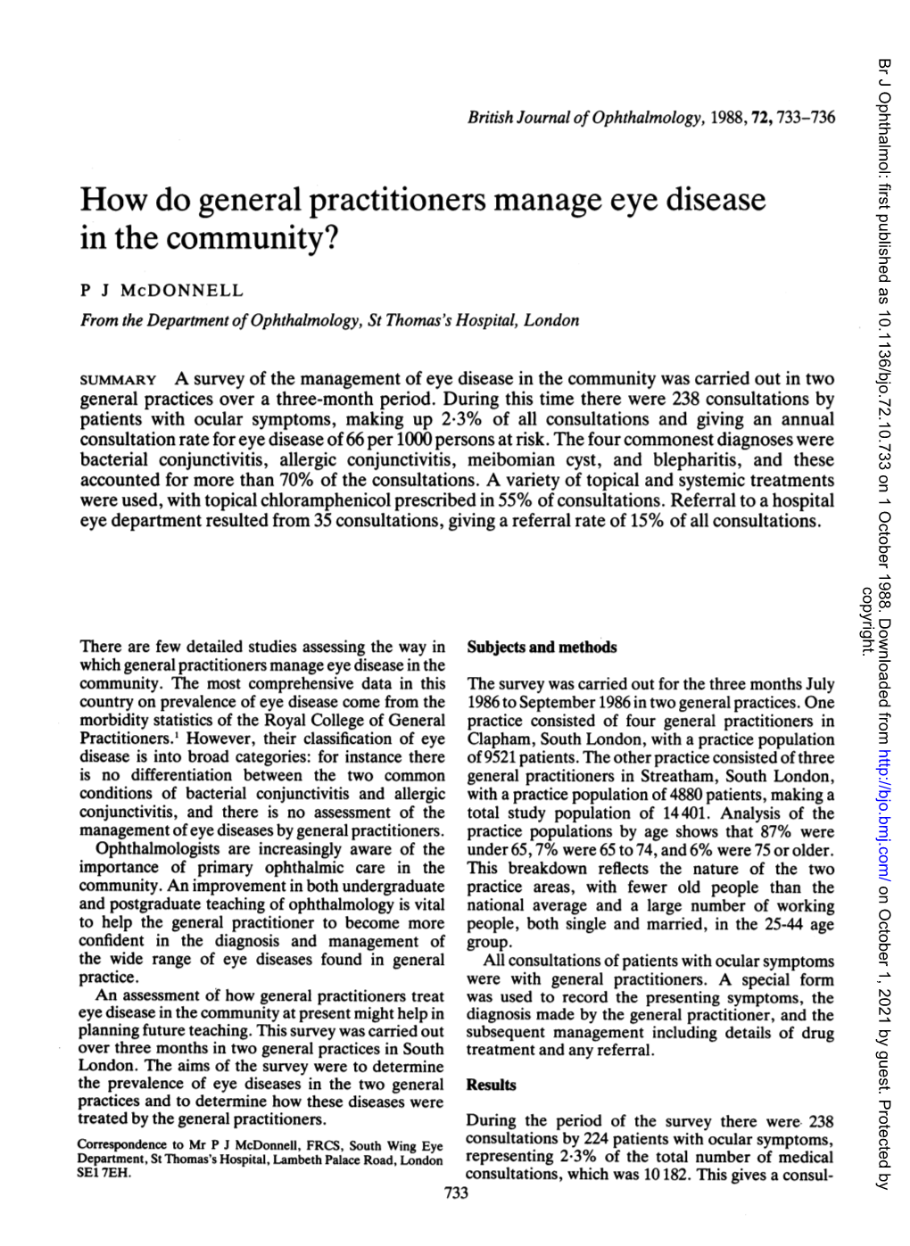How Do General Practitioners Manage Eye Disease in the Community?
