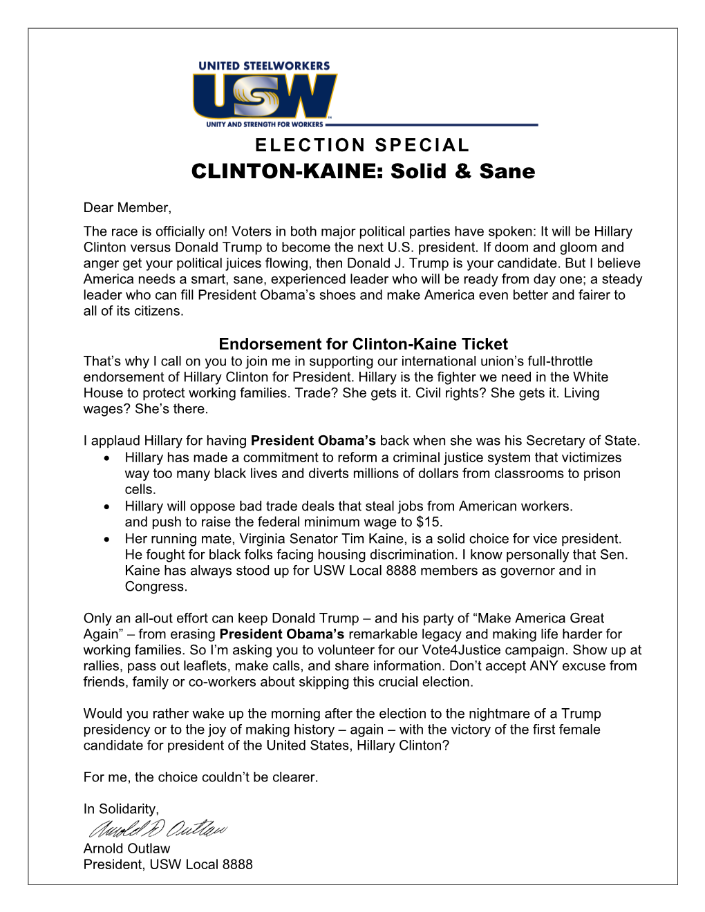 ELECTION SPECIAL CLINTON-KAINE: Solid & Sane