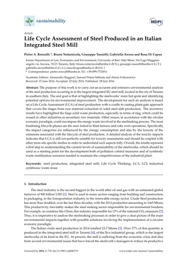 Life Cycle Assessment of Steel Produced in an Italian Integrated Steel Mill