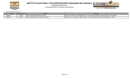 UBICACIÓN DE CASILLAS 2013 Proceso Electoral 2012 -2013 / Elección De Ayuntamientos