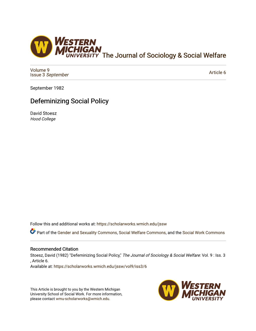 Defeminizing Social Policy