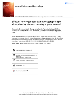 Effect of Heterogeneous Oxidative Aging on Light Absorption by Biomass Burning Organic Aerosol