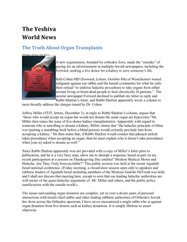 The Yeshiva World News the Truth About Organ Transplants