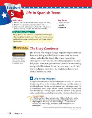 Life in Spanish Texas Main Ideas Key Terms 1