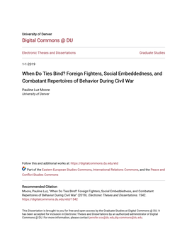 Foreign Fighters, Social Embeddedness, and Combatant Repertoires of Behavior During Civil War