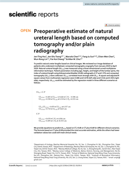 Preoperative Estimate of Natural Ureteral Length Based on Computed