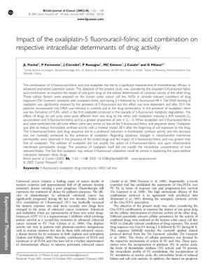 Impact of the Oxaliplatin-5 Fluorouracil-Folinic Acid Combination