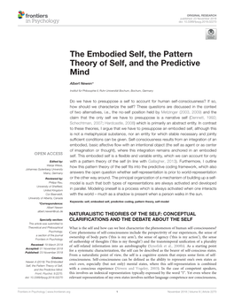 The Embodied Self, the Pattern Theory of Self, and the Predictive Mind