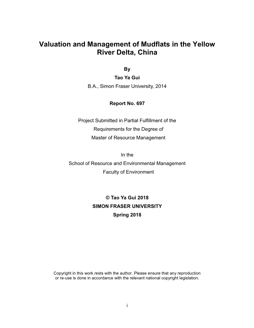 Valuation and Management of Mudflats in the Yellow River Delta, China