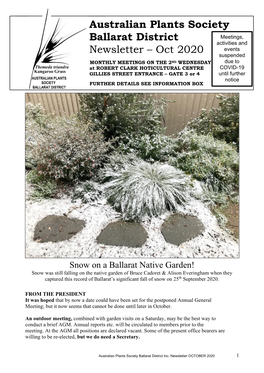 Australian Plants Society Ballarat District Newsletter – Oct 2020