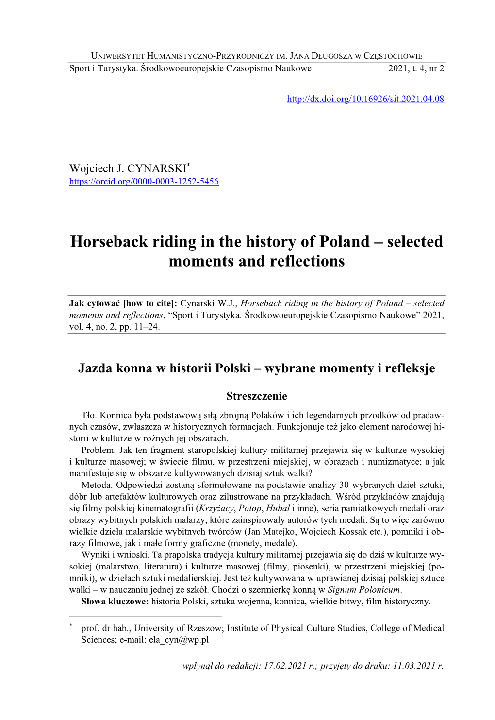 Horseback Riding in the History of Poland – Selected Moments and Reflections