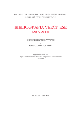 Bibliografia Veronese 2009 2011 Viviani Volpato UV 2014.Indd