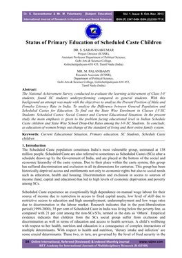 Status of Primary Education of Scheduled Caste Children