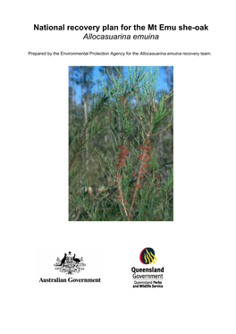 National Recovery Plan for the Mt Emu She-Oak Allocasuarina Emuina