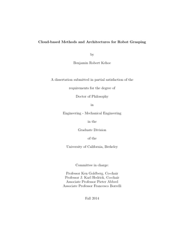 Cloud-Based Methods and Architectures for Robot Grasping By