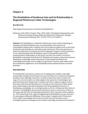 Chapter 4 the Hoabinhian of Southeast Asia and Its Relationship