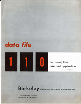 Data File 110 : Ferristors, Their Use and Application, Ca. 1957