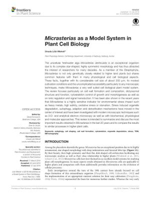 Micrasterias As a Model System in Plant Cell Biology