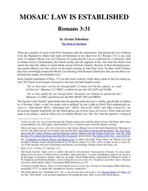 Mosaic Law Is Established—Romans 3:31