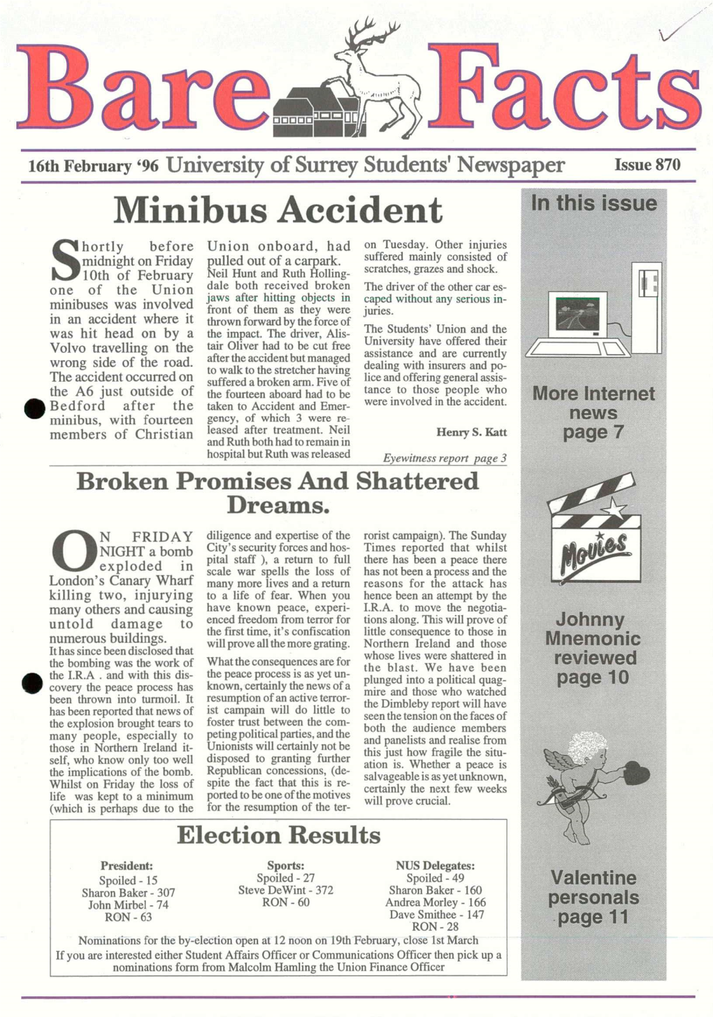 Minibus Accident in This Issue Hortly Before Union Onboard, Had on Tuesday