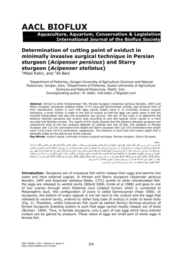 Determination of Cutting Point of Oviduct in Minimally Invasive Surgical Technique in Persian Sturgeon