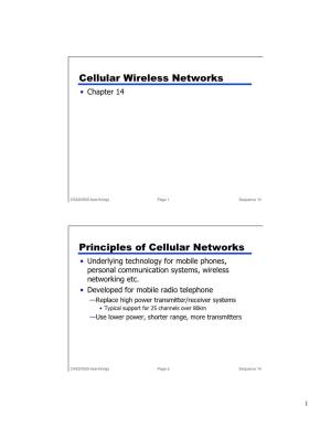 Cellular Wireless Networks Principles of Cellular Networks