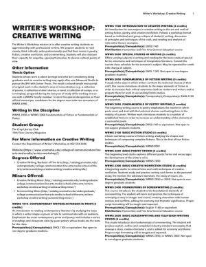 Writer's Workshop: Creative Writing 1