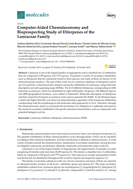 Computer-Aided Chemotaxonomy and Bioprospecting Study of Diterpenes of the Lamiaceae Family