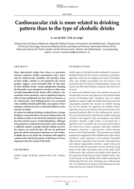 Cardiovascular Risk Is More Related to Drinking Pattern Than to the Type of Alcoholic Drinks