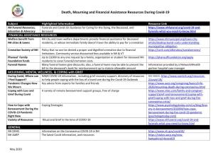 Death, Mourning and Financial Assistance Resources During Covid-19