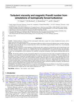 Turbulent Viscosity and Magnetic Prandtl Number from Simulations of Isotropically Forced Turbulence P