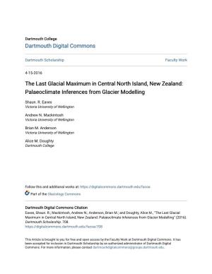 The Last Glacial Maximum in Central North Island, New Zealand: Palaeoclimate Inferences from Glacier Modelling