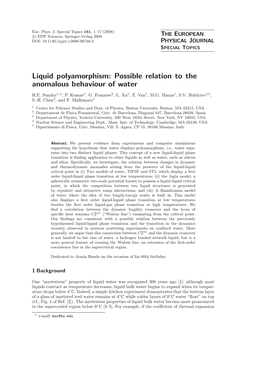 Liquid Polyamorphism: Possible Relation to the Anomalous Behaviour of Water