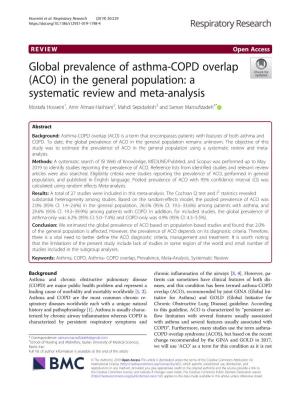 Global Prevalence of Asthma-COPD Overlap (ACO) in the General Population: a Systematic Review and Meta-Analysis