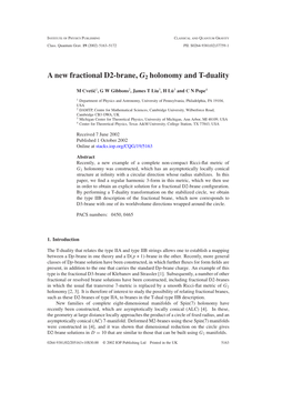 A New Fractional D2-Brane, G2 Holonomy and T-Duality
