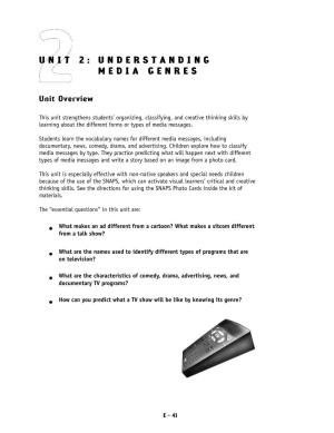 Unit 2: Understanding Understanding Media Genres