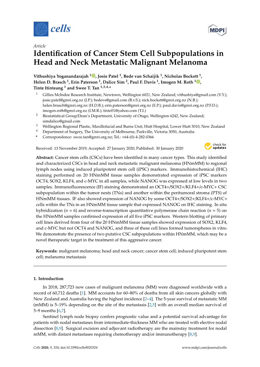 Identification of Cancer Stem Cell Subpopulations in Head and Neck