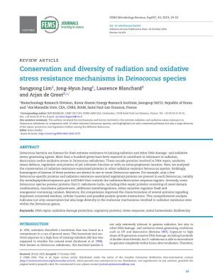 Conservation and Diversity of Radiation and Oxidative Stress Resistance
