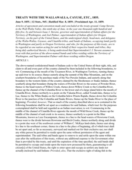 TREATY with the WALLAWALLA, CAYUSE, ETC., 1855. June 9, 1855